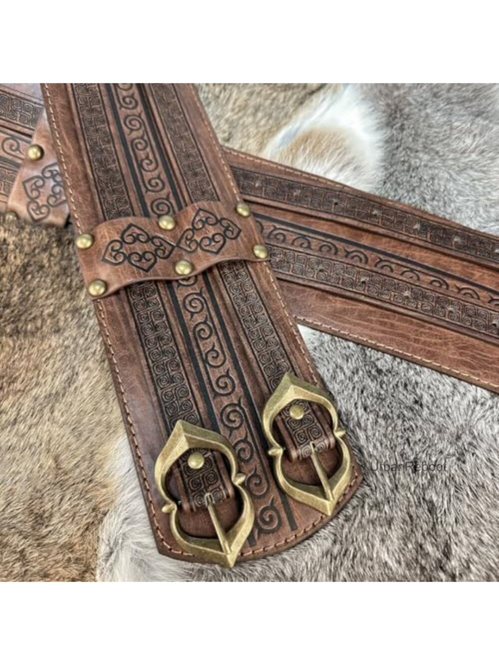 Viking Wide Belt Faux Leather Adjustable Medieval Knight LARP Costume Belt - Picture 4 of 6